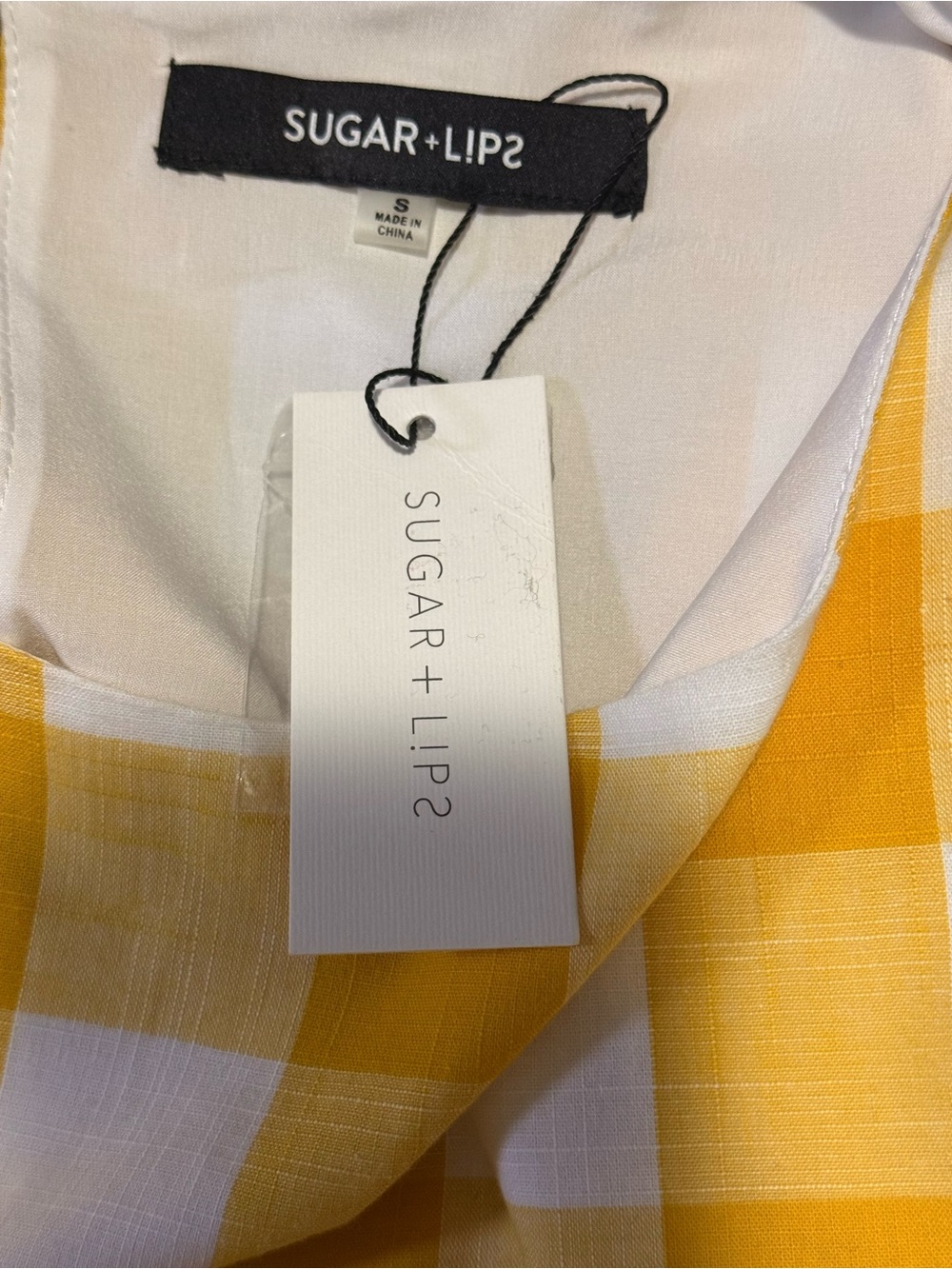 NWT SugarlipsYellow White Gingham Buffalo Plaid Crop Top & Maxi Skirt Set Size S - Picture 6 of 12